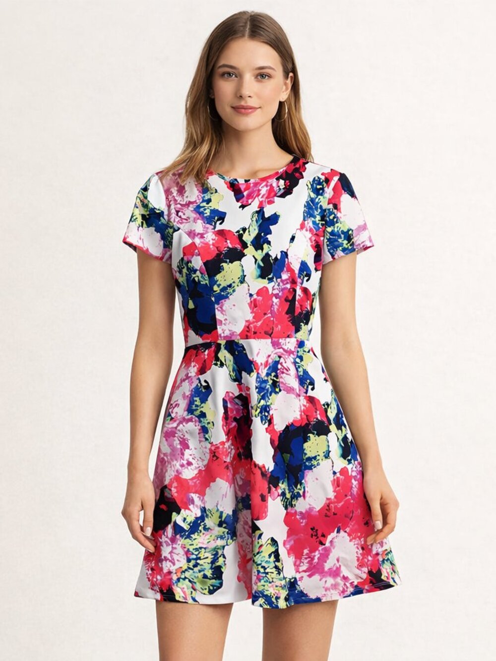 Milly Floral Dress Size 8 Watercolor Fit and Flair